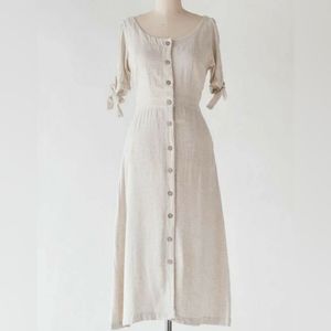 Adored Vintage Linen Midi Dress